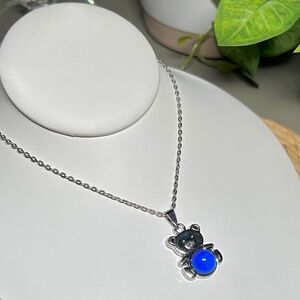 Color Changing Bear Mood Pendant Necklace, Stainless Steel on 21” chain